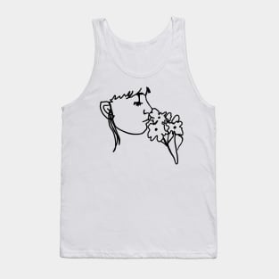 Smelling Flowers One Line Art Tank Top